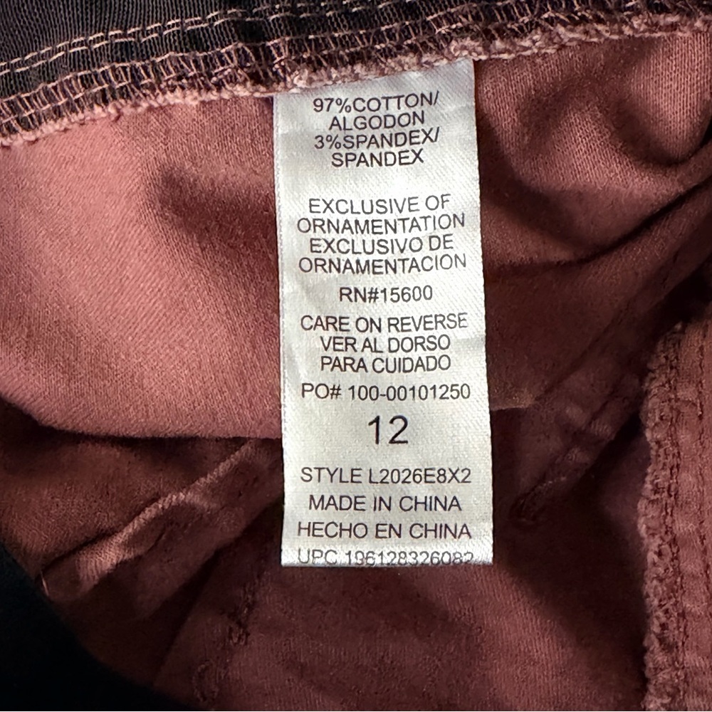 WIT & WISDOM Ab'solution Roll Cuff Stretch Utility Pants In Rum Raisin Sz 12 - Picture 11 of 16